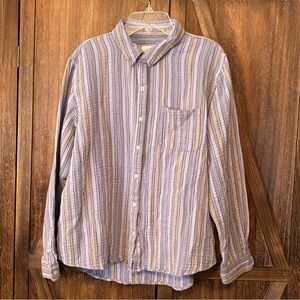 Universal Thread Women's Striped Button Down Shirt - Purple and Yellow